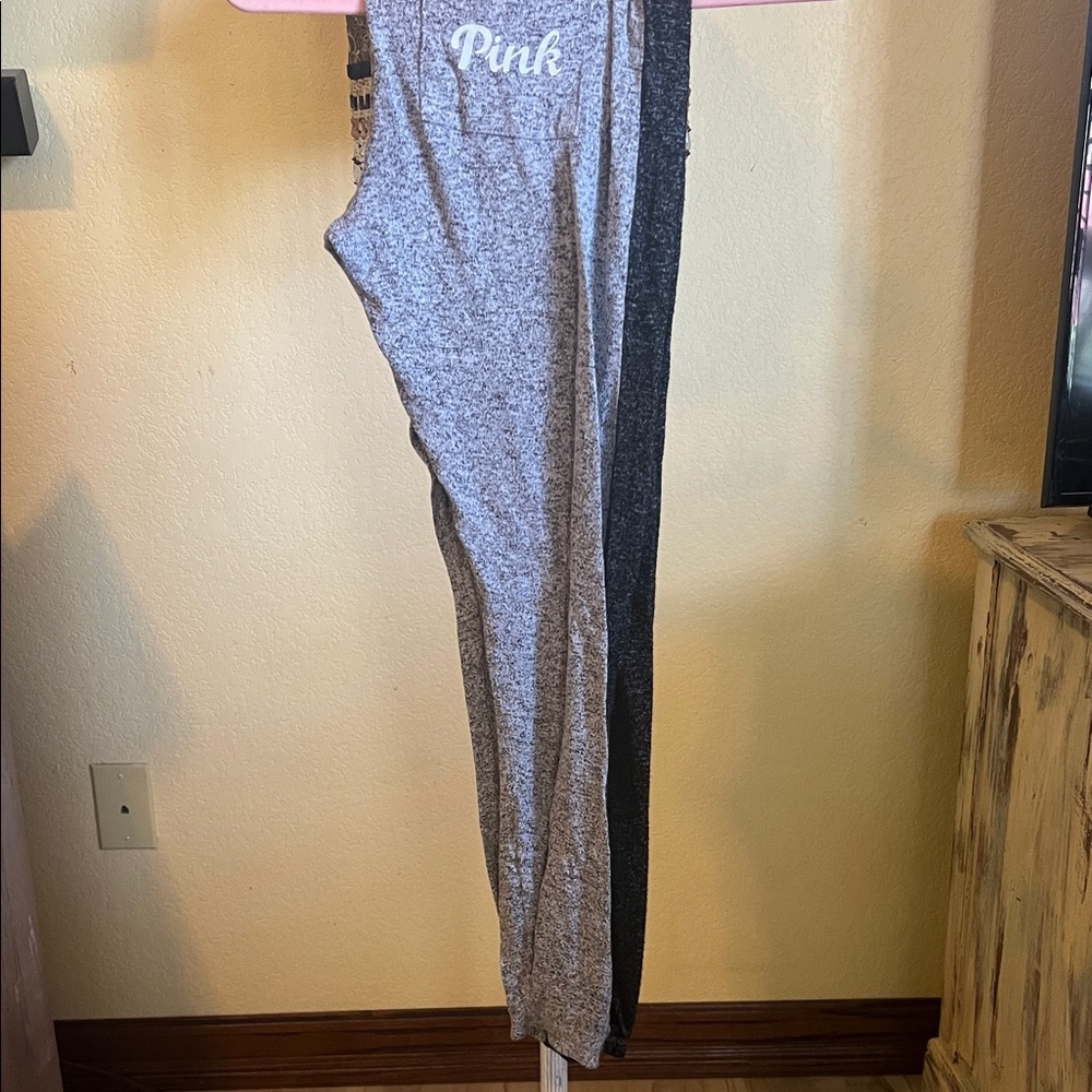 PINK Victoria's Secret Kids Heather Gray and Charcoal Leggings